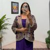 Purple Chinon Embroidery With Moti Lace Salwar Suit