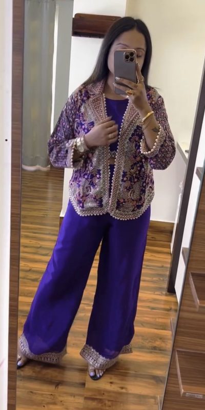 ST 1096 Purple Color Chinon Embroidery Work With Moti Lace Salwar Suit Casual, Wedding, Festive, Events . Expected Delivery 4-6 Working Days @1999/- only | Jump Suits, Salwar suit, Casual Suits, Creative suits, Designer Suits, Palazzo Suits, Party Wear Suits, Patiala Suits, Straight Suits