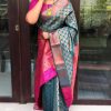 Blue Soft Litchi Silk Jacquard Work On All Over Saree