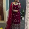Red Georgette Thread With Sequence Salwar Suit