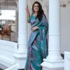 Blue Soft Litchi Silk Jacquard Work On All Over Saree