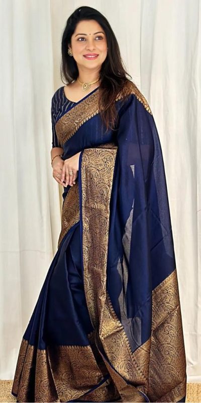 KP 3042 Navy Blue Color Soft Litchi Silk Jacquard Work Saree Casual, Wedding, Festive, Events . Expected Delivery 4-6 Working Days @1349/- only | Sarees, Bollywood Sarees, Creative Sarees, Designer Sarees, Embroidered Sarees, Ethnic Saree, Modern Digital sarees, Party Wear Sarees