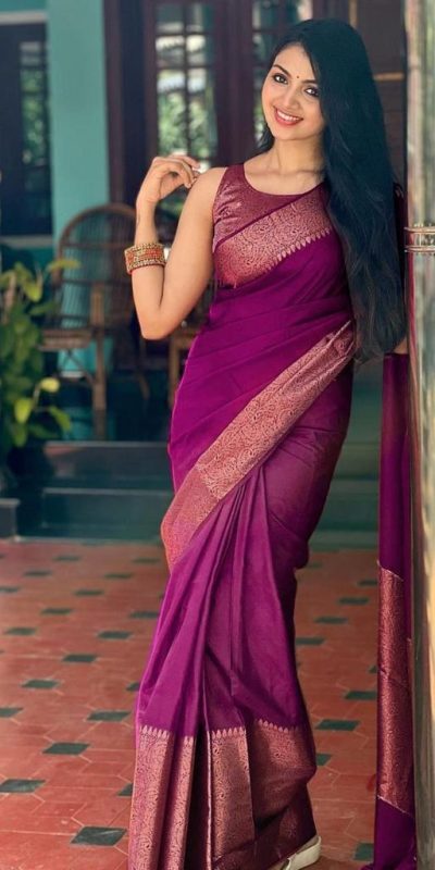 Perfect Pink Color Soft Litchi Silk Jacquard Work Saree