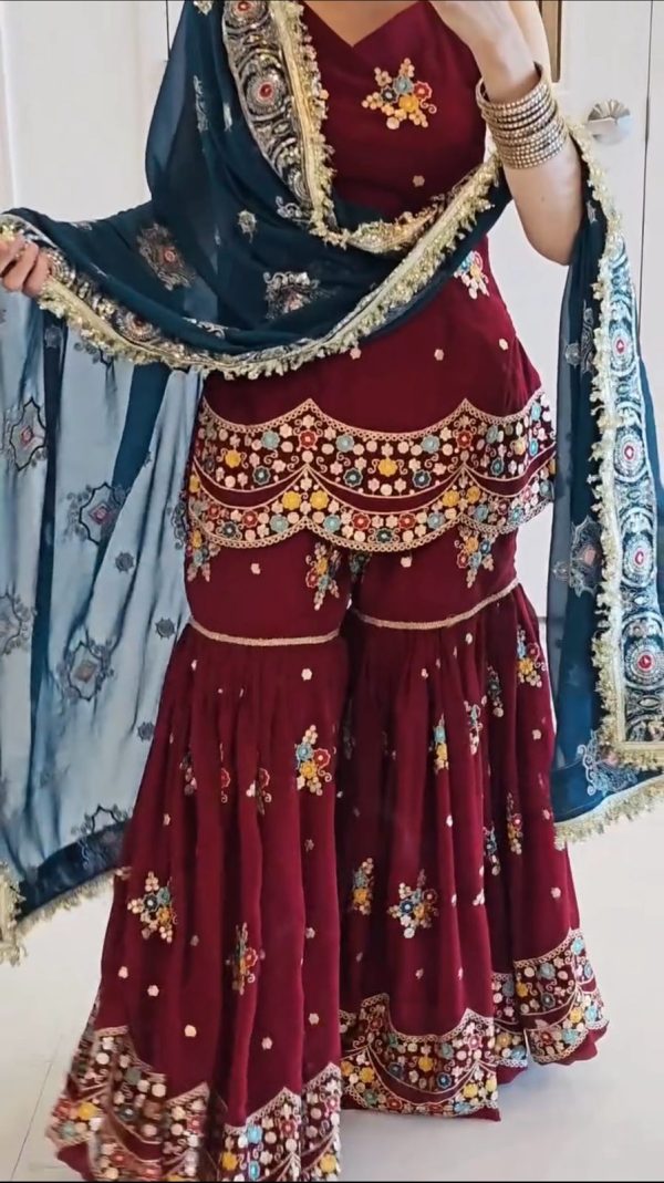 Perfect Red Color Georgette Sequence Work Salwar Suit