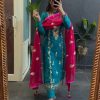Blue Chinon Silk Sequence Work Salwar Suit