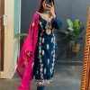 Navy Blue Chinon Silk Sequence Work Salwar Suit