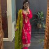 Red Chinon Silk Sequence Work Salwar Suit