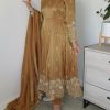 Gold Barbari Silk With Embroidery Work Gown