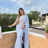 Light Purple Georgette Embroidery Work Lace Saree