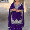 Violet Chinon Silk Thread Sequence Work Salwar Suit