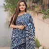 Blue Soft Linen Silk Digital Print Saree