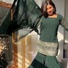 Green Georgette Thread Sequence Salwar Suit