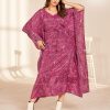 Pink Heavy French Crape Print Kaftan Suit