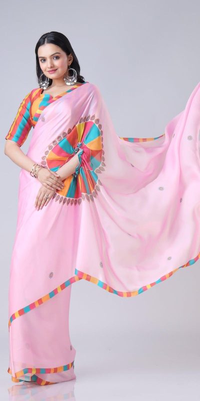 ST 1102 Pink Color Japan Satin Digital Print Work Saree Casual, Wedding, Festive, Events . Expected Delivery 4-6 Working Days @1849/- only | Sarees, Bollywood Sarees, Creative Sarees, Designer Sarees, Embroidered Sarees, Ethnic Saree, Modern Digital sarees, Party Wear Sarees
