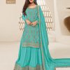 Firozi Jacquard Silk Chinon Multi Work Salwar Suit