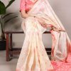 Half White Jacquard Silk Patola Print With Zari Saree