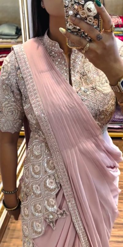 ST 1103 Pink Color Chinon Embroidery Work Ready To Wear Saree Casual, Wedding, Festive, Events . Expected Delivery 4-6 Working Days @2099/- only | Sarees, Bollywood Sarees, Creative Sarees, Designer Sarees, Embroidered Sarees, Ethnic Saree, Modern Digital sarees, Party Wear Sarees