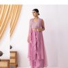 Pink Georgette Beads Sequence Work Lace Dhoti Suit