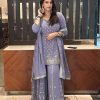 Purple Georgette Sequences Work Pearl Real Mirror Salwar Suit