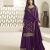 Purple Jacquard Silk Chinon Multi Work Salwar Suit