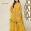 Yellow Jacquard Silk Chinon Multi Work Salwar Suit