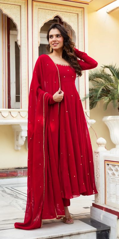 RTC 5857 Red Color Georgette Handwork Real Diamond Salwar Suit Casual, Wedding, Festive, Events . Expected Delivery 4-6 Working Days @2049/- only | Jump Suits, Salwar suit, Casual Suits, Creative suits, Designer Suits, Palazzo Suits, Party Wear Suits, Patiala Suits, Straight Suits