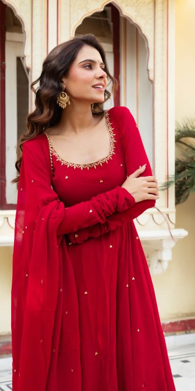 RTC 5857 Red Color Georgette Handwork Real Diamond Salwar Suit Casual, Wedding, Festive, Events . Expected Delivery 4-6 Working Days @2049/- only | Jump Suits, Salwar suit, Casual Suits, Creative suits, Designer Suits, Palazzo Suits, Party Wear Suits, Patiala Suits, Straight Suits