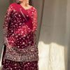 Red Georgette Thread 9mm Sequence Salwar Suit