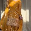 Yellow Georgette Thread 9mm Sequence Salwar Suit