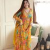 Yellow Foix Georgette Sequence Work With Gown