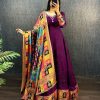 Wine Georgette Wide Sequence Work Anarkali Gown