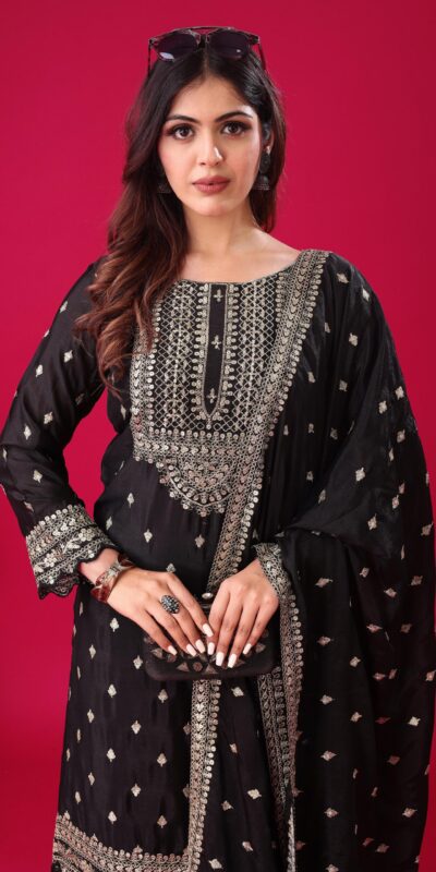 ZF 5006 Black Color Chinon Silk Sequence Work Salwar Suit Casual, Wedding, Festive, Events . Expected Delivery 4-6 Working Days @2149/- only | Jump Suits, Salwar suit, Casual Suits, Creative suits, Designer Suits, Palazzo Suits, Party Wear Suits, Patiala Suits, Straight Suits