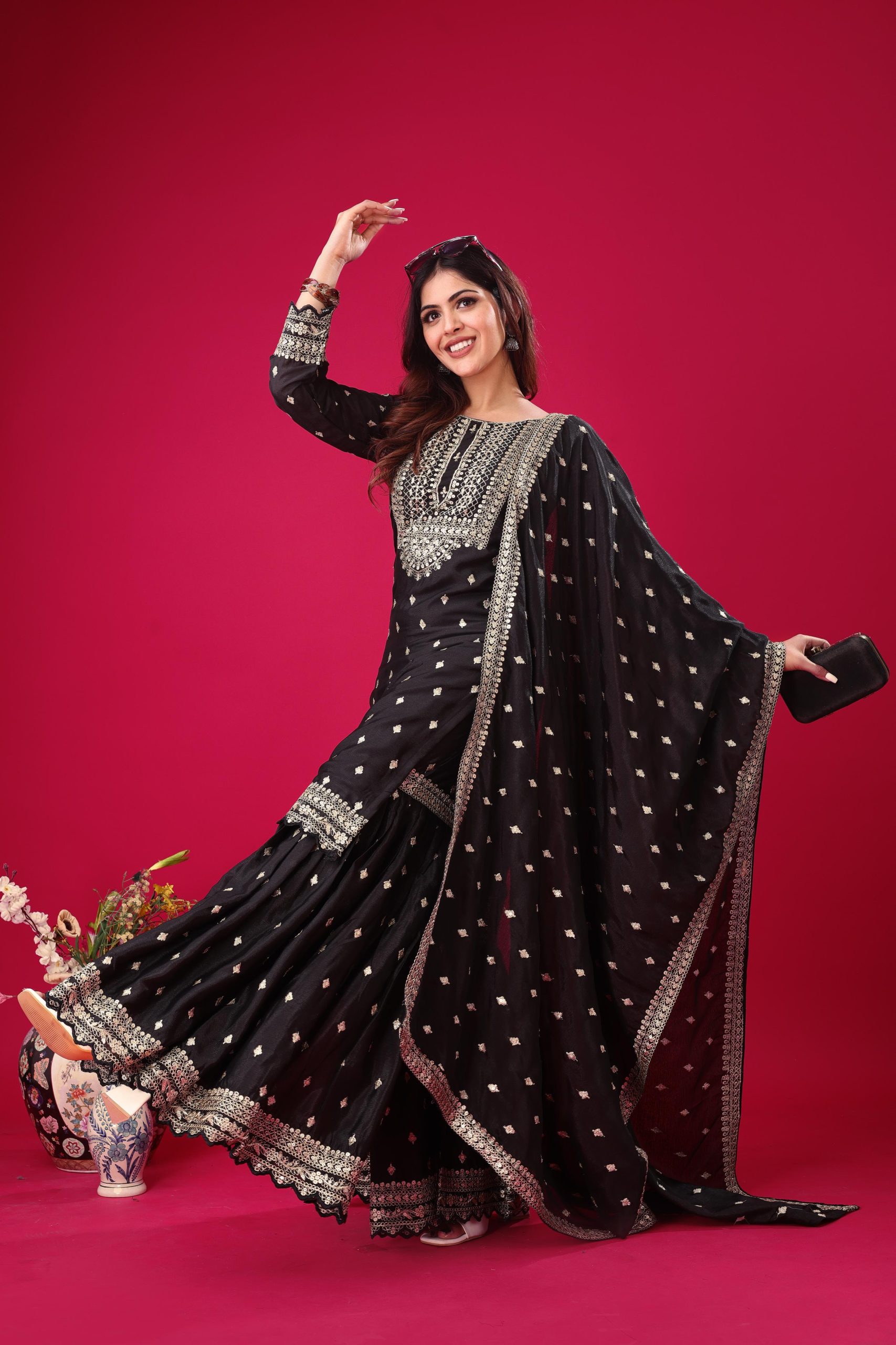 ZF 5006 Black Color Chinon Silk Sequence Work Salwar Suit Casual, Wedding, Festive, Events . Expected Delivery 4-6 Working Days @2149/- only | Jump Suits, Salwar suit, Casual Suits, Creative suits, Designer Suits, Palazzo Suits, Party Wear Suits, Patiala Suits, Straight Suits
