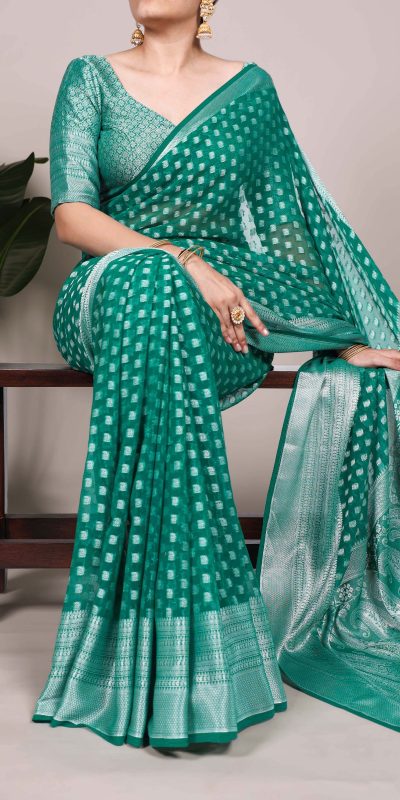 YNF 7901 Firozi Color Nylon Georgette Zari Weaving Work Saree Casual, Wedding, Festive, Events . Expected Delivery  4-6 Working Days @1599/- only                                                                                                                                           | Sarees, Bollywood Sarees, Creative Sarees, Designer Sarees, Embroidered Sarees, Ethnic Saree, Modern Digital sarees, Party Wear Sarees