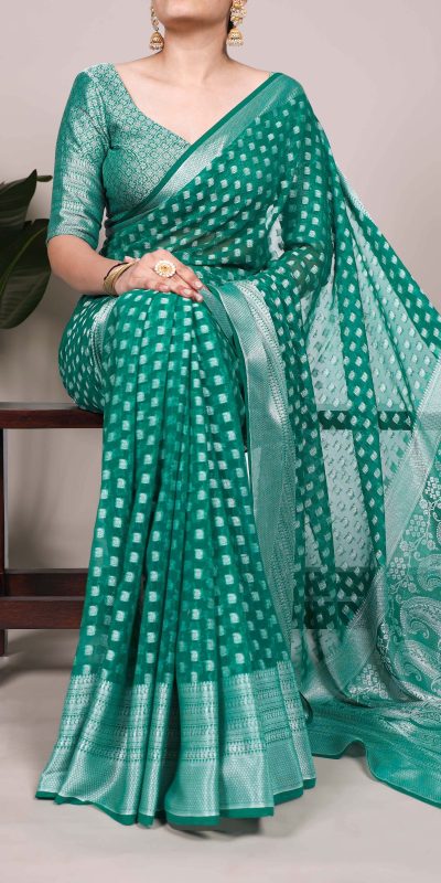 YNF 7901 Firozi Color Nylon Georgette Zari Weaving Work Saree Casual, Wedding, Festive, Events . Expected Delivery  4-6 Working Days @1599/- only                                                                                                                                           | Sarees, Bollywood Sarees, Creative Sarees, Designer Sarees, Embroidered Sarees, Ethnic Saree, Modern Digital sarees, Party Wear Sarees