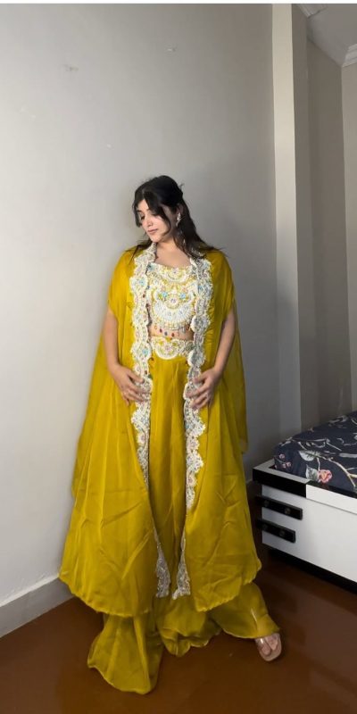 BE 338 Yellow Color Georgette Sequence Diamond Work Dhoti Suit Casual, Wedding, Festive, Events . Expected Delivery 4-6 Working Days @1999/- only | Jump Suits, Salwar suit, Casual Suits, Creative suits, Designer Suits, Palazzo Suits, Party Wear Suits, Patiala Suits, Straight Suits