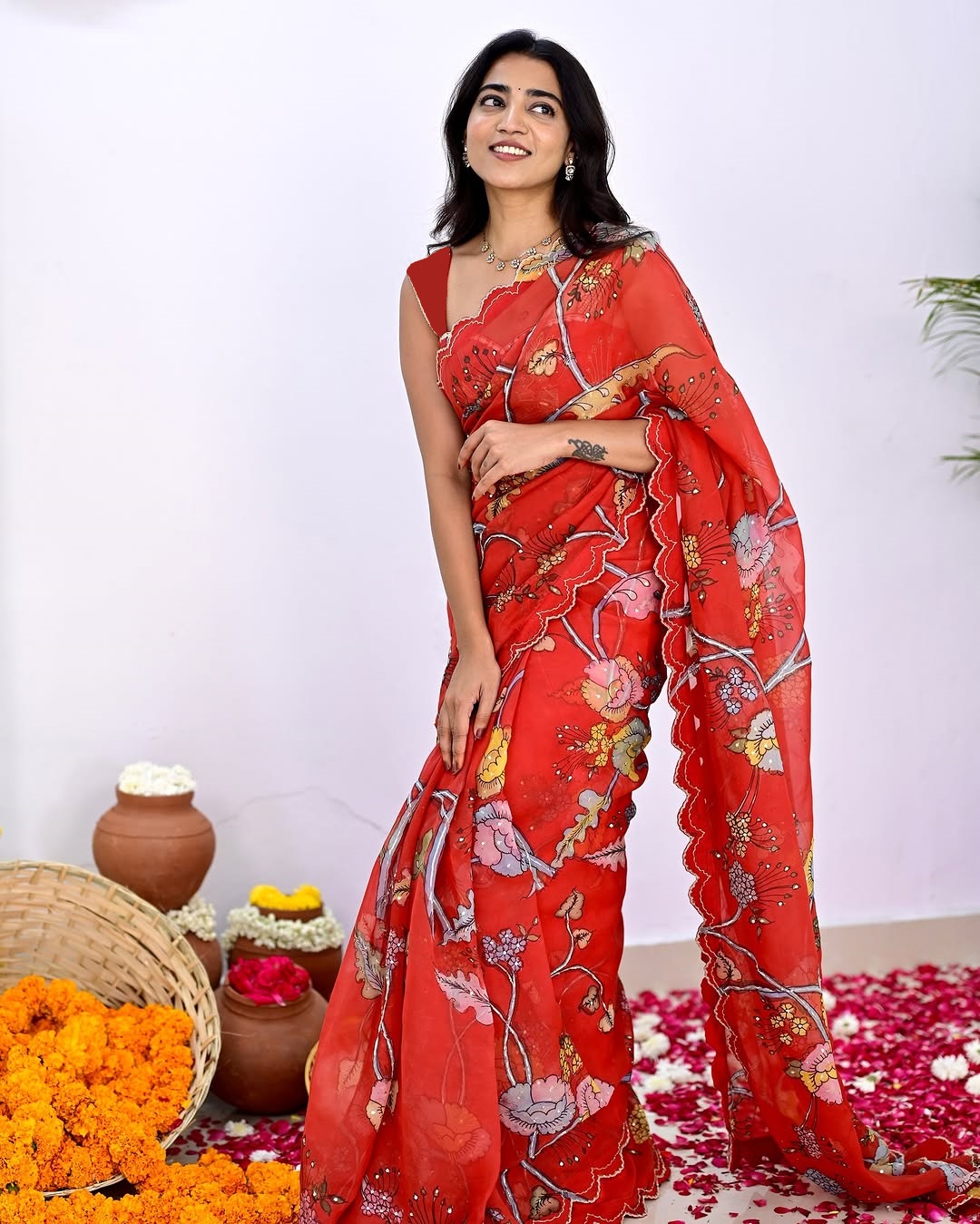 BT 415 Red Color Vichitra Silk Digital Prints Mirror Sequence Work Saree Casual, Wedding, Festive, Events . Expected Delivery 4-6 Working Days @1549/- only | Sarees, Bollywood Sarees, Creative Sarees, Designer Sarees, Embroidered Sarees, Ethnic Saree, Modern Digital sarees, Party Wear Sarees