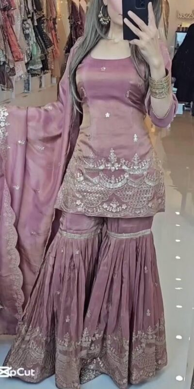 SSR 511 Onion Color Chinon Silk Sequence Work Salwar Suit Casual, Wedding, Festive, Events . Expected Delivery 4-6 Working Days @2099/- only | Jump Suits, Salwar suit, Casual Suits, Creative suits, Designer Suits, Palazzo Suits, Party Wear Suits, Patiala Suits, Straight Suits