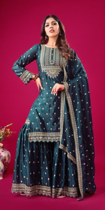 ZF 5006 Peacock Blue Color Chinon Silk Sequence Work Salwar Suit Casual, Wedding, Festive, Events . Expected Delivery 4-6 Working Days @2149/- only | Jump Suits, Salwar suit, Casual Suits, Creative suits, Designer Suits, Palazzo Suits, Party Wear Suits, Patiala Suits, Straight Suits