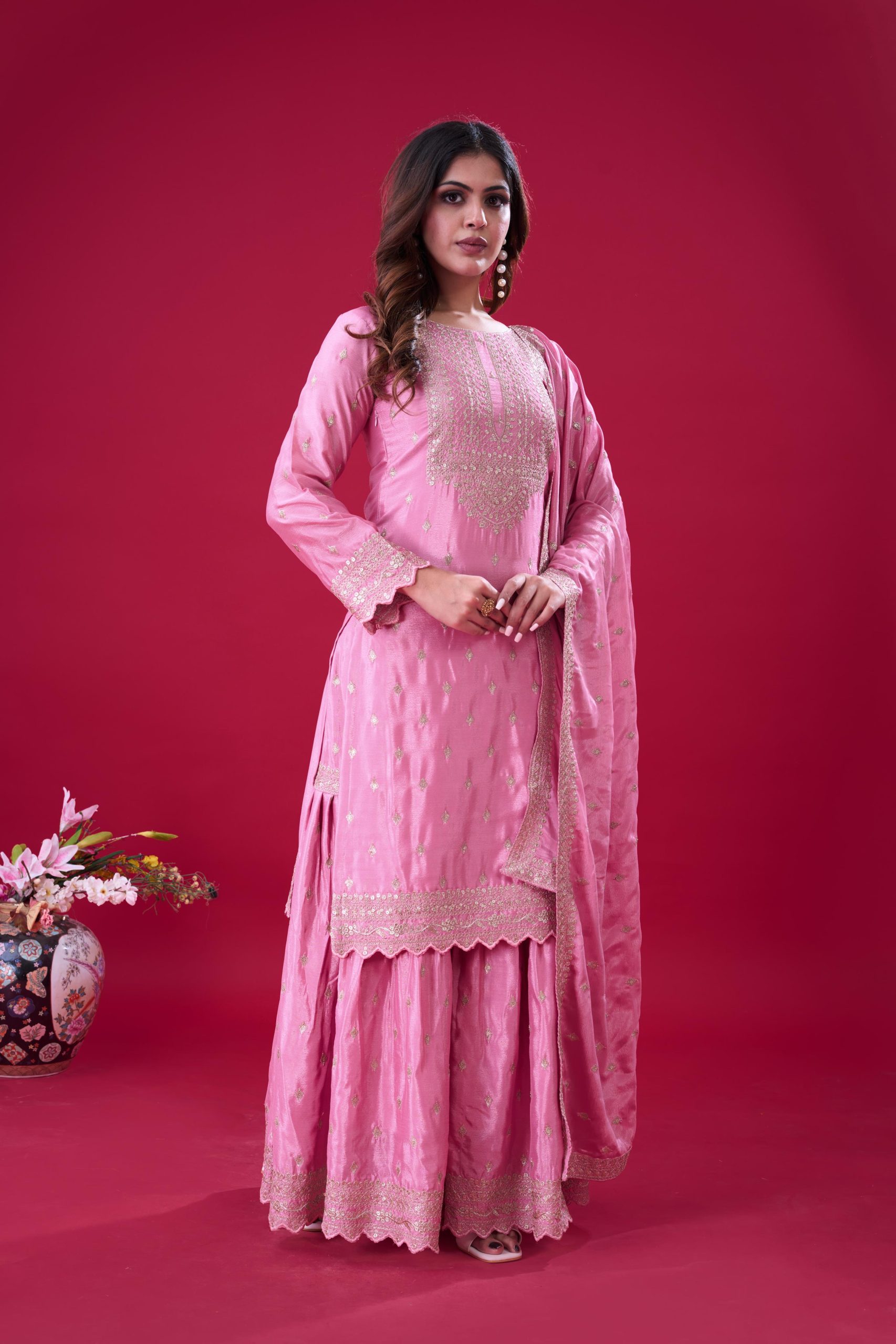 ZF 5006 Pink Color Chinon Silk Sequence Work Salwar Suit Casual, Wedding, Festive, Events . Expected Delivery 4-6 Working Days @2149/- only | Jump Suits, Salwar suit, Casual Suits, Creative suits, Designer Suits, Palazzo Suits, Party Wear Suits, Patiala Suits, Straight Suits