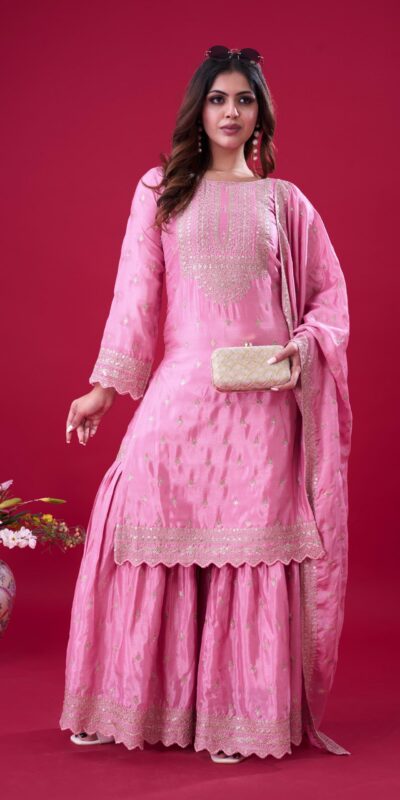 ZF 5006 Pink Color Chinon Silk Sequence Work Salwar Suit Casual, Wedding, Festive, Events . Expected Delivery 4-6 Working Days @2149/- only | Jump Suits, Salwar suit, Casual Suits, Creative suits, Designer Suits, Palazzo Suits, Party Wear Suits, Patiala Suits, Straight Suits