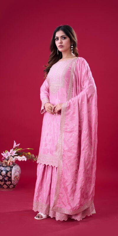 ZF 5006 Pink Color Chinon Silk Sequence Work Salwar Suit Casual, Wedding, Festive, Events . Expected Delivery 4-6 Working Days @2149/- only | Jump Suits, Salwar suit, Casual Suits, Creative suits, Designer Suits, Palazzo Suits, Party Wear Suits, Patiala Suits, Straight Suits