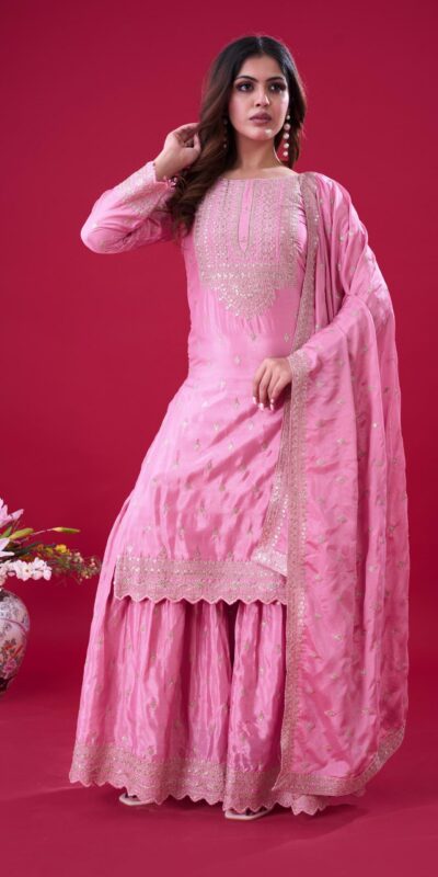 ZF 5006 Pink Color Chinon Silk Sequence Work Salwar Suit Casual, Wedding, Festive, Events . Expected Delivery 4-6 Working Days @2149/- only | Jump Suits, Salwar suit, Casual Suits, Creative suits, Designer Suits, Palazzo Suits, Party Wear Suits, Patiala Suits, Straight Suits