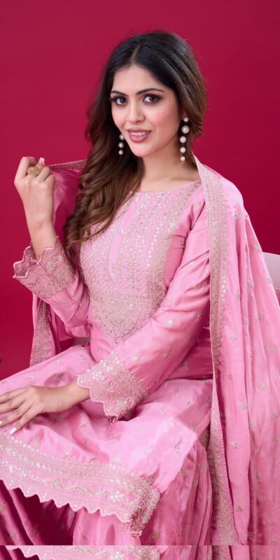 ZF 5006 Pink Color Chinon Silk Sequence Work Salwar Suit Casual, Wedding, Festive, Events . Expected Delivery 4-6 Working Days @2149/- only | Jump Suits, Salwar suit, Casual Suits, Creative suits, Designer Suits, Palazzo Suits, Party Wear Suits, Patiala Suits, Straight Suits