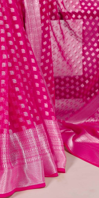 YNF 7901 Pink Color Nylon Georgette Zari Weaving Work Saree Casual, Wedding, Festive, Events . Expected Delivery 4-6 Working Days @1599/- only | Sarees, Bollywood Sarees, Creative Sarees, Designer Sarees, Embroidered Sarees, Ethnic Saree, Modern Digital sarees, Party Wear Sarees