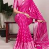 YNF 7901 Pink Color Nylon Georgette Zari Weaving Work Saree Casual, Wedding, Festive, Events . Expected Delivery  4-6 Working Days @1599/- only                                                                                                                                           | Sarees, Bollywood Sarees, Creative Sarees, Designer Sarees, Embroidered Sarees, Ethnic Saree, Modern Digital sarees, Party Wear Sarees