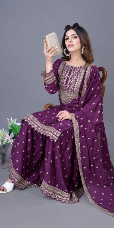 ZF 5006 Wine Color Chinon Silk Sequence Work Salwar Suit Casual, Wedding, Festive, Events . Expected Delivery 4-6 Working Days @2149/- only | Jump Suits, Salwar suit, Casual Suits, Creative suits, Designer Suits, Palazzo Suits, Party Wear Suits, Patiala Suits, Straight Suits
