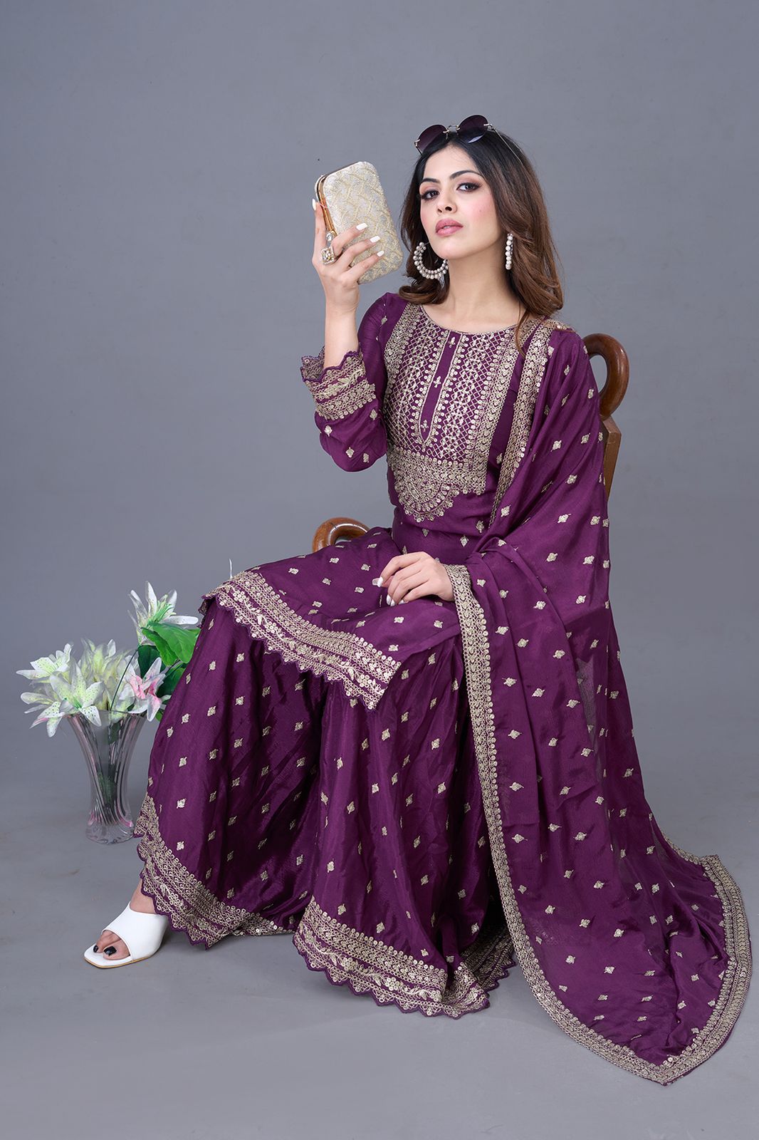 ZF 5006 Wine Color Chinon Silk Sequence Work Salwar Suit Casual, Wedding, Festive, Events . Expected Delivery 4-6 Working Days @2149/- only | Jump Suits, Salwar suit, Casual Suits, Creative suits, Designer Suits, Palazzo Suits, Party Wear Suits, Patiala Suits, Straight Suits