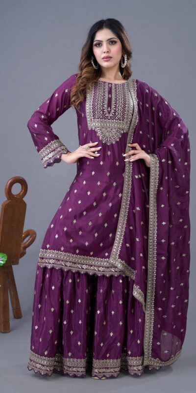 ZF 5006 Wine Color Chinon Silk Sequence Work Salwar Suit Casual, Wedding, Festive, Events . Expected Delivery 4-6 Working Days @2149/- only | Jump Suits, Salwar suit, Casual Suits, Creative suits, Designer Suits, Palazzo Suits, Party Wear Suits, Patiala Suits, Straight Suits