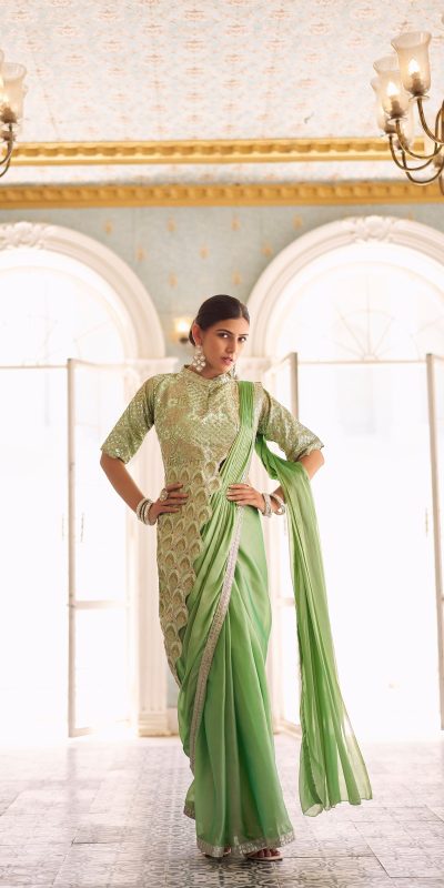 ST 1103 Pista Color Chinon Embroidery Work Lace Border Saree Casual, Wedding, Festive, Events . Expected Delivery 4-6 Working Days @2099/- only | Sarees, Bollywood Sarees, Creative Sarees, Designer Sarees, Embroidered Sarees, Ethnic Saree, Modern Digital sarees, Party Wear Sarees
